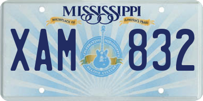 MS license plate XAM832