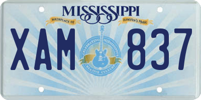 MS license plate XAM837