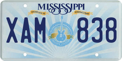 MS license plate XAM838