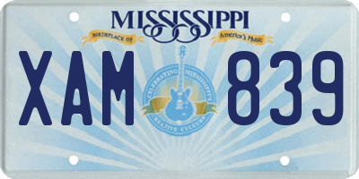 MS license plate XAM839