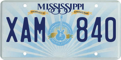 MS license plate XAM840