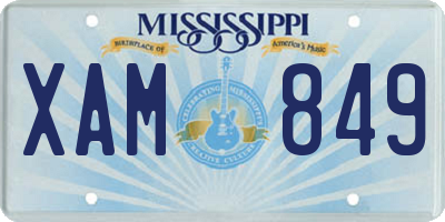 MS license plate XAM849
