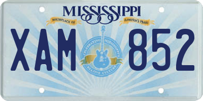 MS license plate XAM852