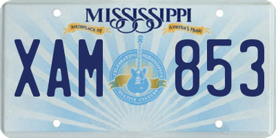 MS license plate XAM853