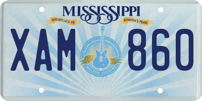 MS license plate XAM860