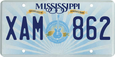 MS license plate XAM862