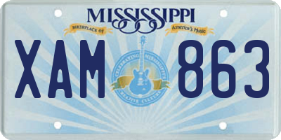 MS license plate XAM863