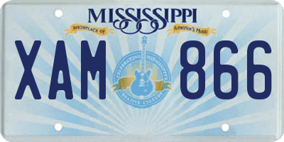 MS license plate XAM866