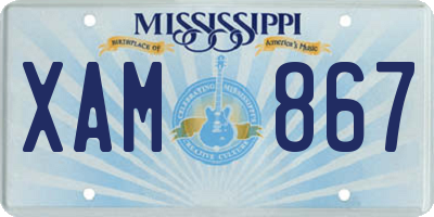 MS license plate XAM867