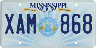 MS license plate XAM868