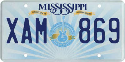 MS license plate XAM869