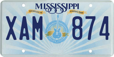 MS license plate XAM874