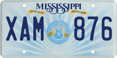 MS license plate XAM876