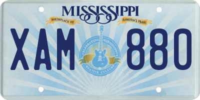 MS license plate XAM880