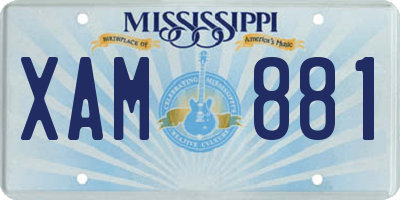 MS license plate XAM881