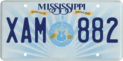 MS license plate XAM882