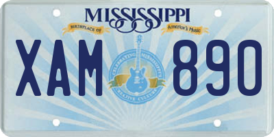 MS license plate XAM890