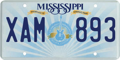 MS license plate XAM893