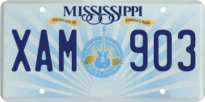 MS license plate XAM903