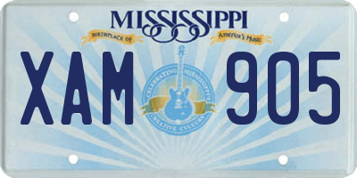 MS license plate XAM905