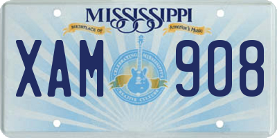 MS license plate XAM908