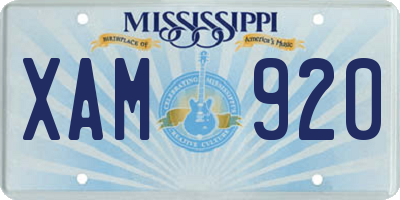 MS license plate XAM920