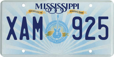MS license plate XAM925