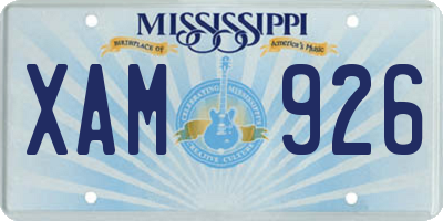 MS license plate XAM926