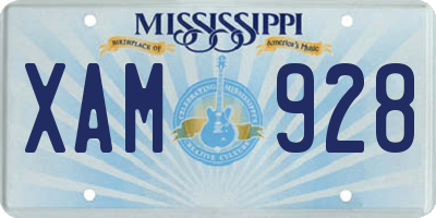 MS license plate XAM928
