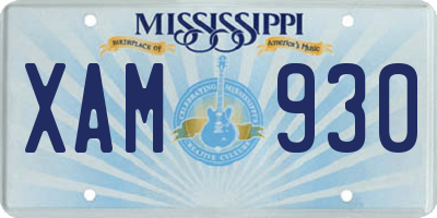 MS license plate XAM930