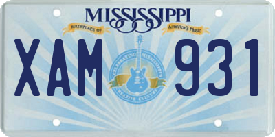 MS license plate XAM931