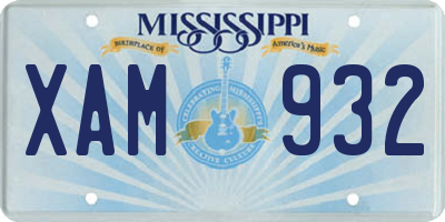 MS license plate XAM932