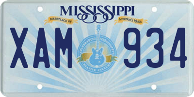 MS license plate XAM934