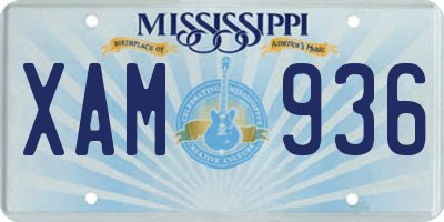MS license plate XAM936