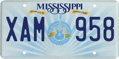 MS license plate XAM958