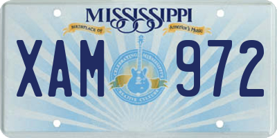 MS license plate XAM972
