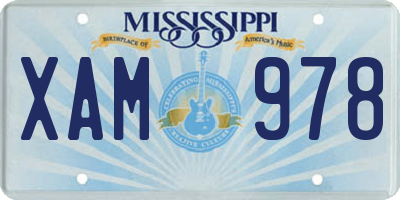 MS license plate XAM978
