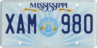MS license plate XAM980