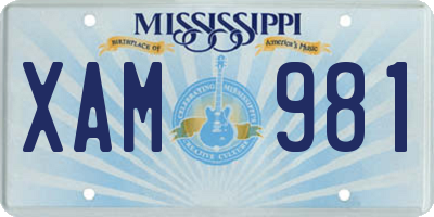 MS license plate XAM981