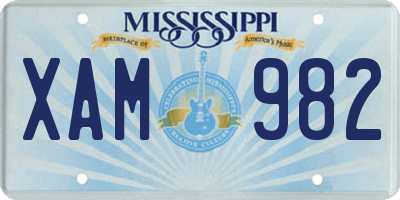 MS license plate XAM982