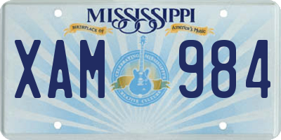 MS license plate XAM984