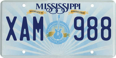 MS license plate XAM988