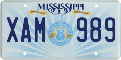 MS license plate XAM989