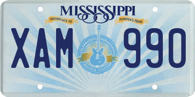 MS license plate XAM990