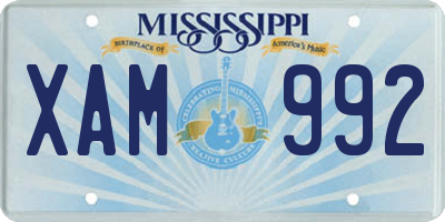MS license plate XAM992