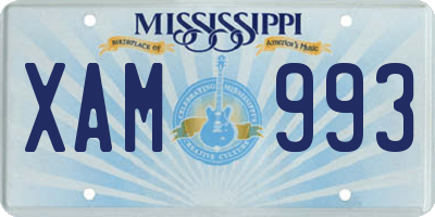 MS license plate XAM993