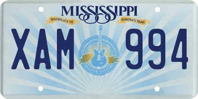 MS license plate XAM994
