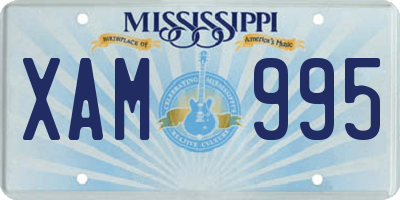 MS license plate XAM995