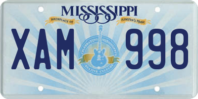 MS license plate XAM998
