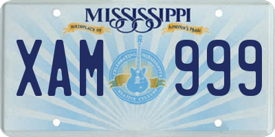 MS license plate XAM999